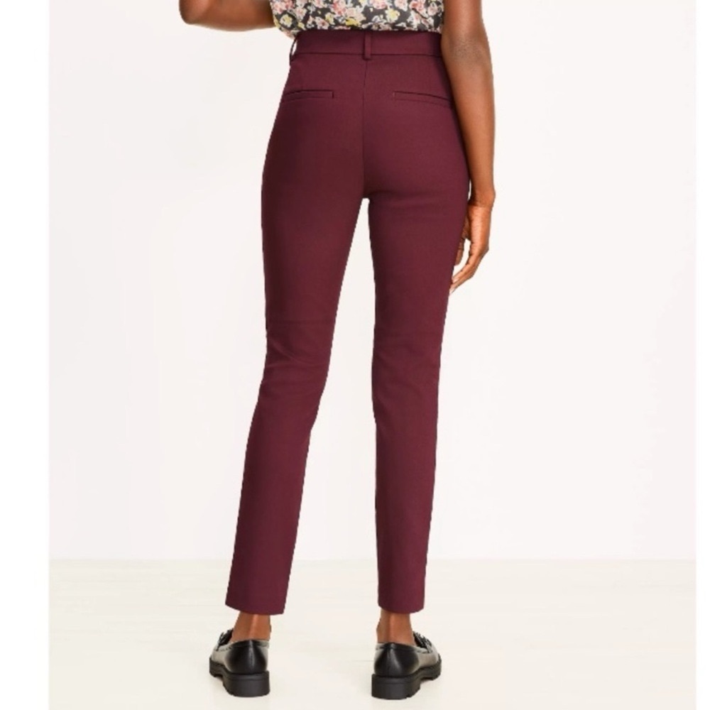 Ann Taylor LOFT The Sutton Skinny Dress Pants in Rich Aubergine Maroon Size 10 - Picture 2 of 10